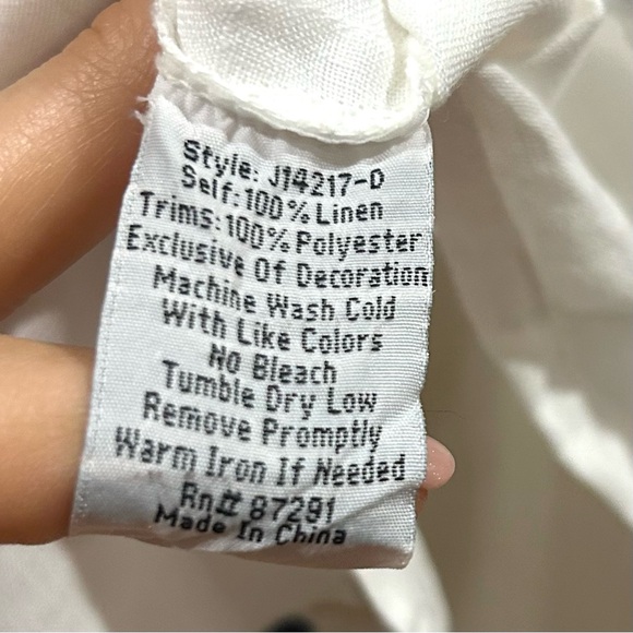 NWOT Johnny Was Linen Embroidered Boho Tunic Floral Tie Neck Peasant Top Size S - Picture 11 of 12